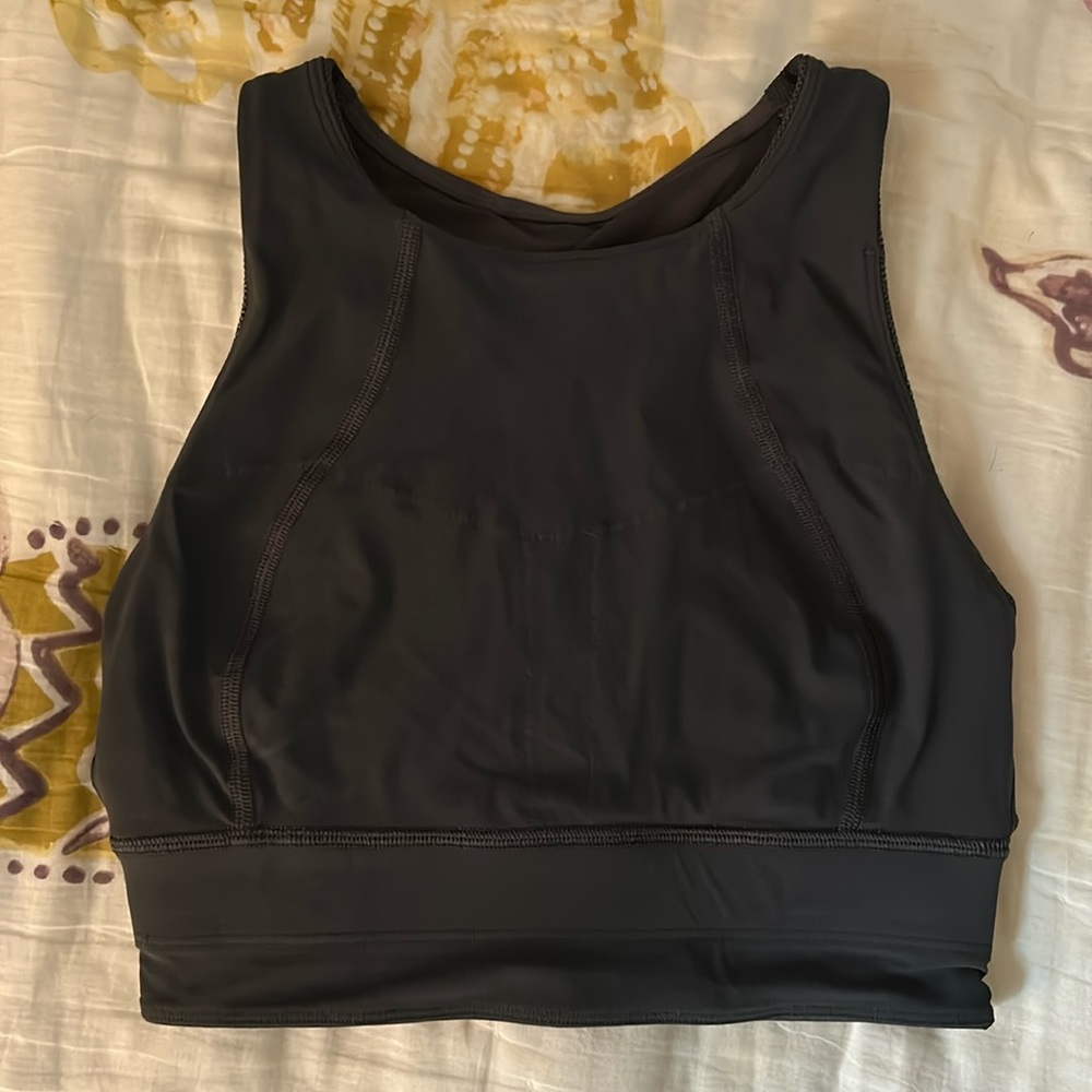 High neck mesh sports bra